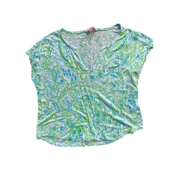 Lilly Pulitzer Duval Top pool blue size large - Picture 1 of 3